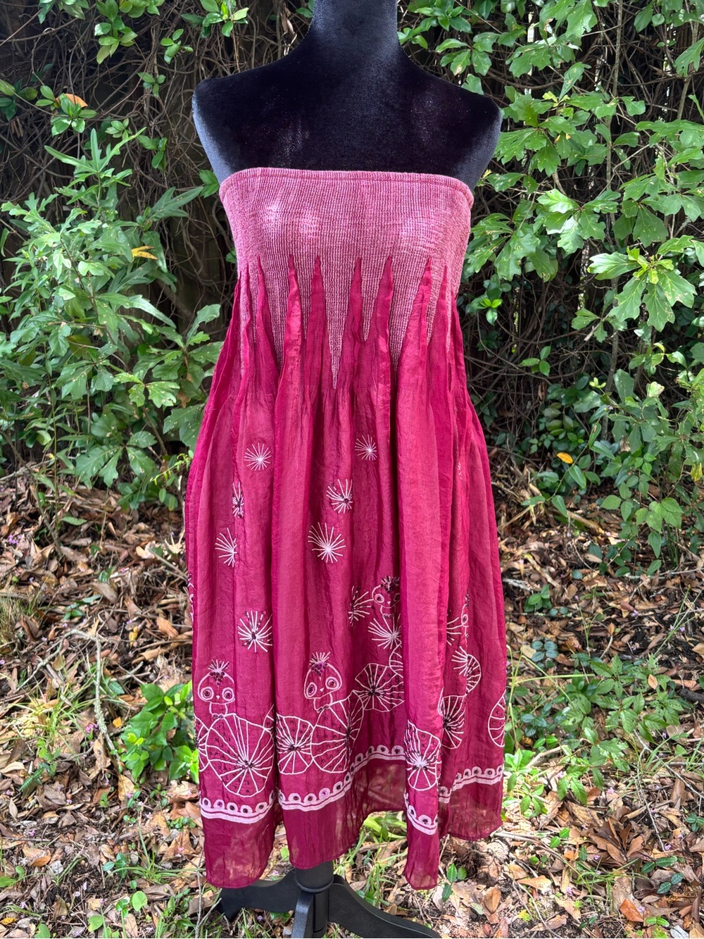 Beaded Burgundy Strapless Dress